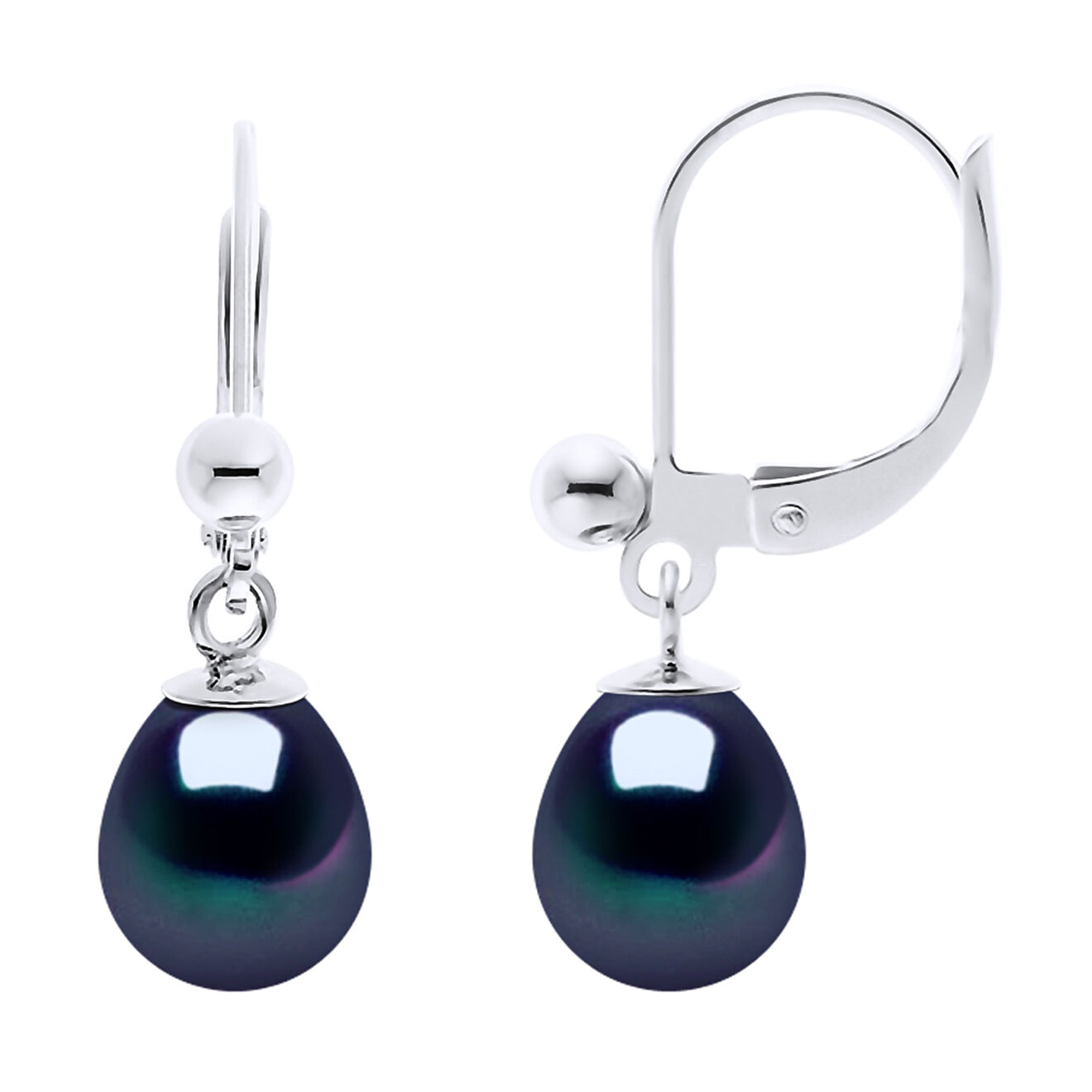 Mitzuko Boucles d'oreilles Dina Argent Perles d'Eau Douce noires
