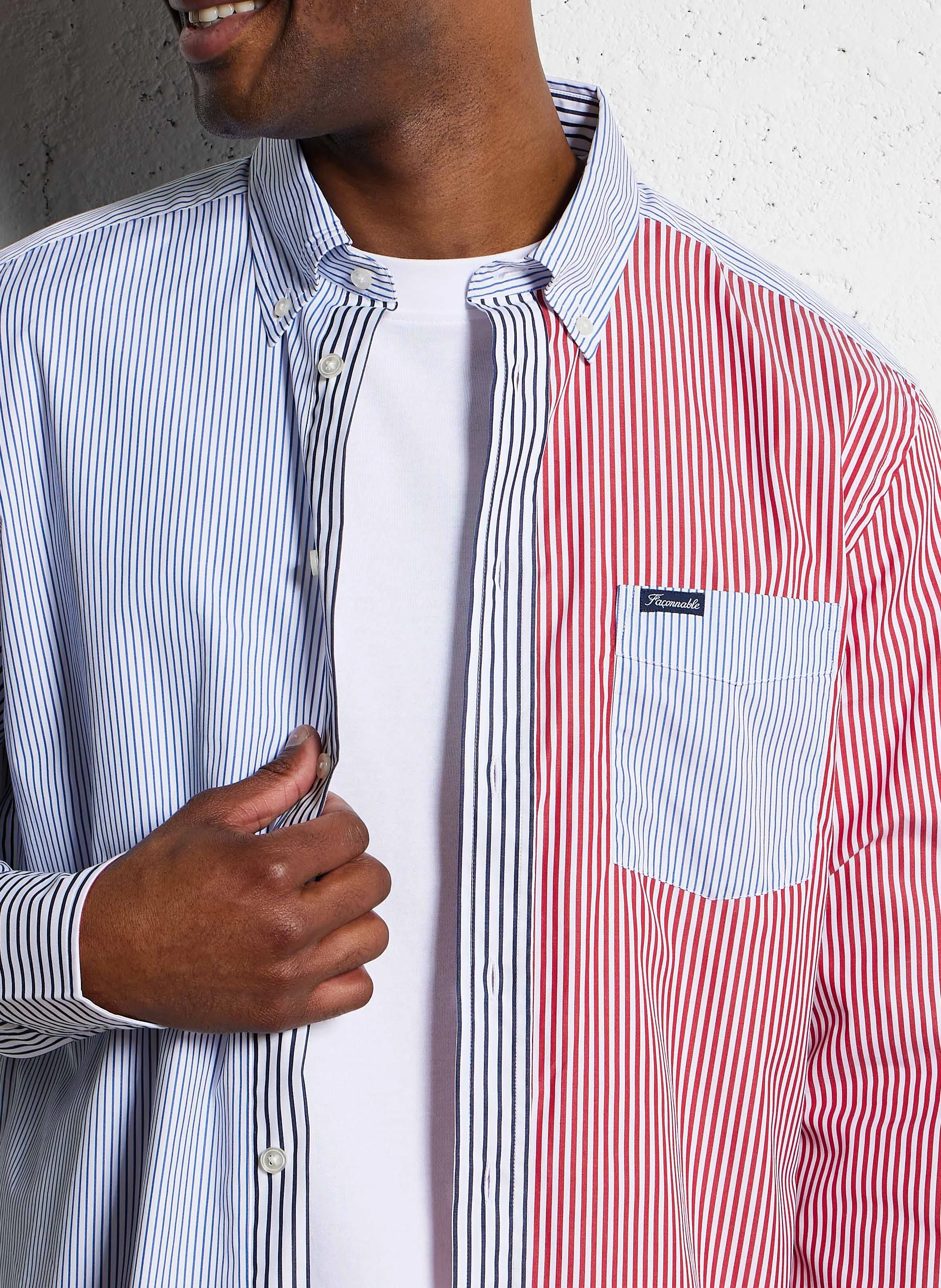 Chemise droite en coton rayé | Multicolore