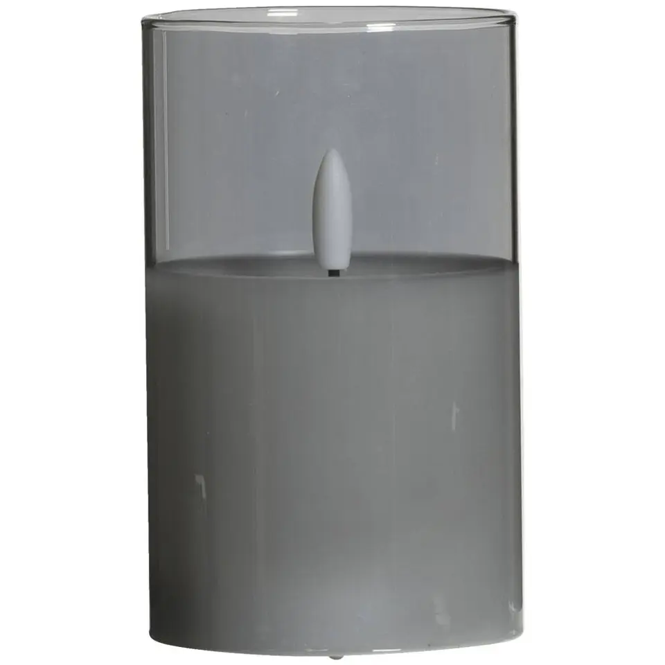 Led kaars in glas - grijs - 12,5xØ7,5 cm