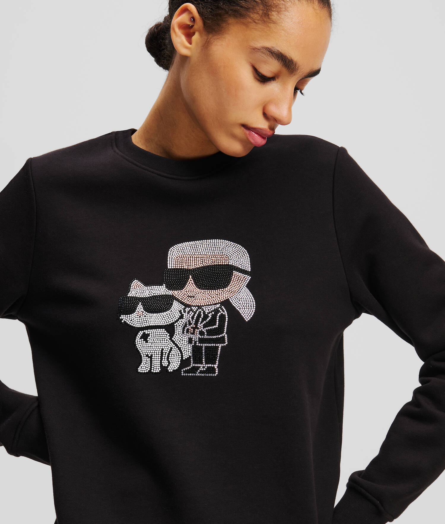 SWEAT-SHIRT À STRASS IKON KARL & CHOUPETTE - Noir