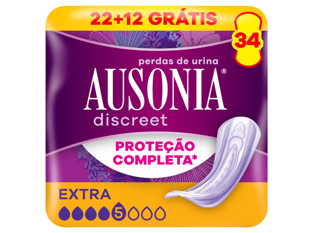 PENSO INCONTINÊNCIA AUSONIA DISCREET EXTRA 34UN: 22   12 GRÁTIS