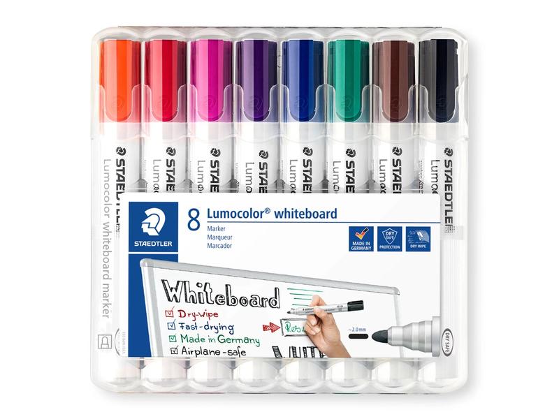 Staedtler Lumocolor 351 8er-Set, Rundspitze Marker für Whiteboards
