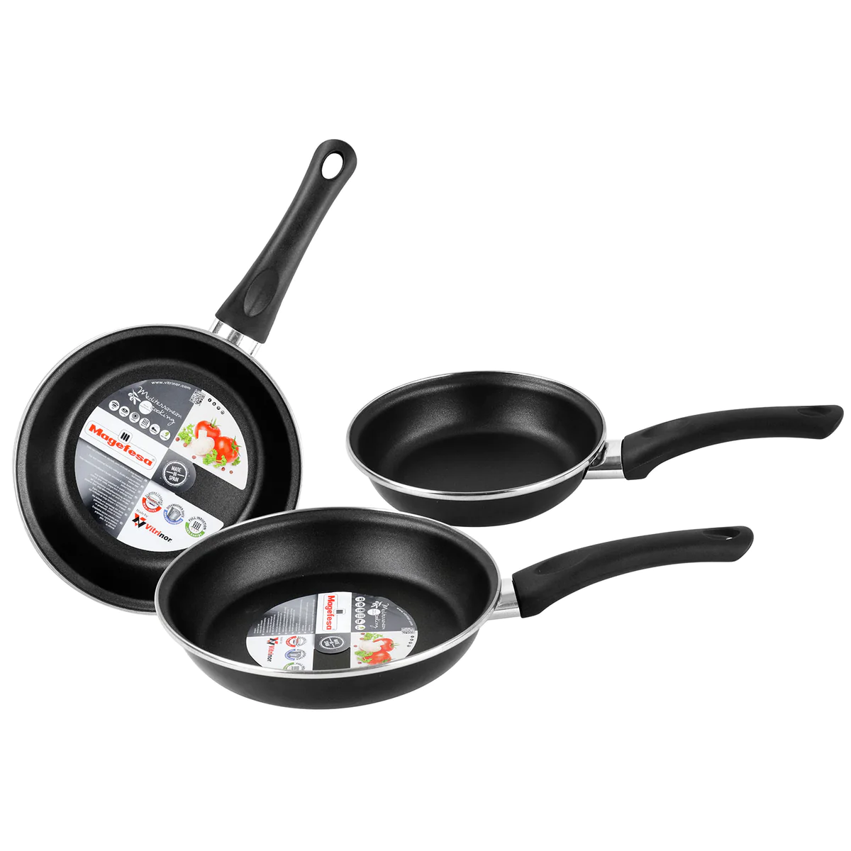 Set 3 Poêles à frire 18-20-24cm, Induction,Deux Couches Antiadhésif sa