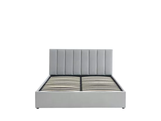 Billie - Lit coffre matelassé en tissu 160x200cm - Gris perle