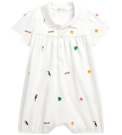 Polo Ralph Lauren Sommerstrampler - Weiß m. Strickerei