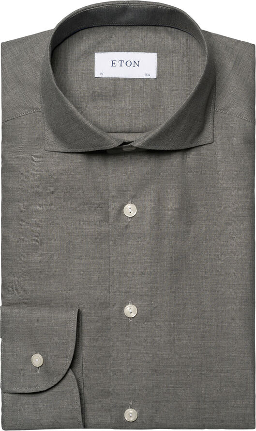 ETON HERRINGBONE WRINKLE FREE FLANNEL SH Grå