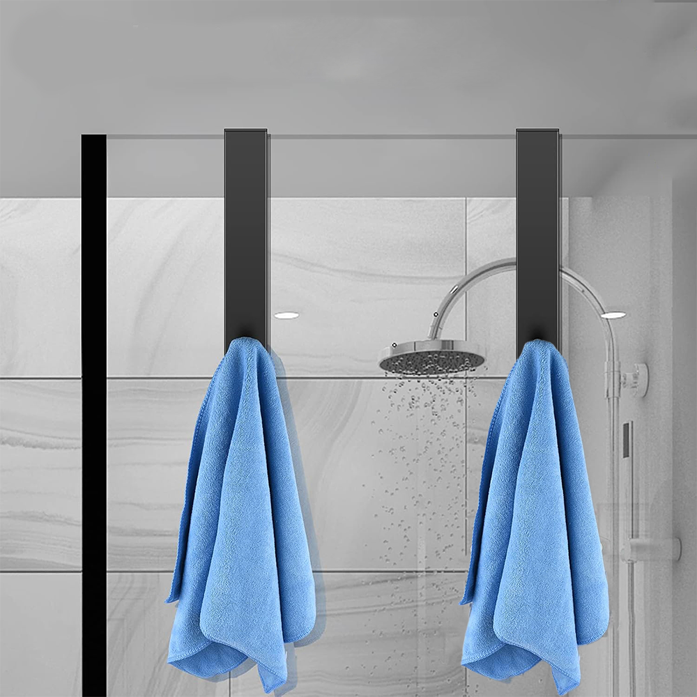 (128x30mm) Universal Edelstahl Handtuch Halter Badezimmer Dusch Haken zum Einhängen - Schwarz