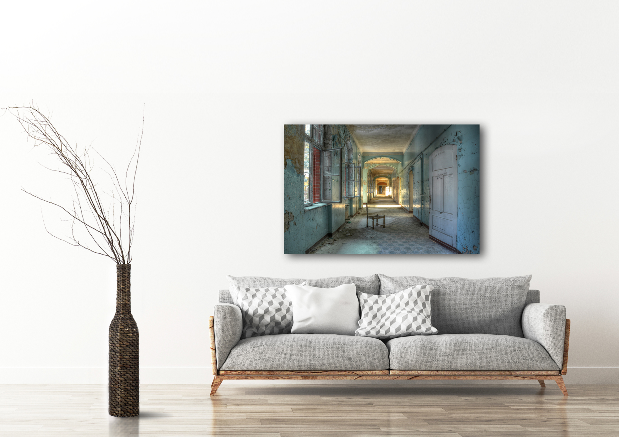 Canvas schilderij - Abandoned Hospital 80 x 60 cm