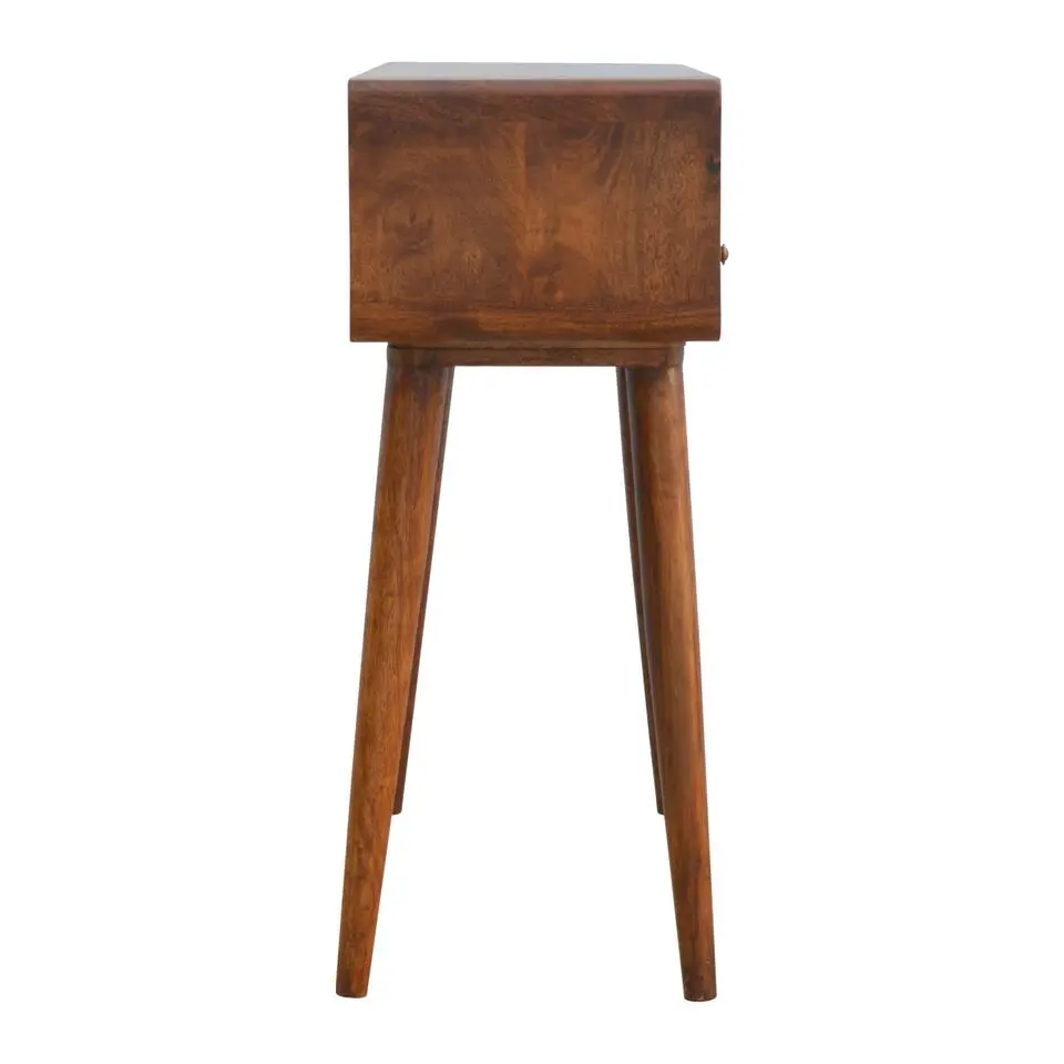 Gebogen Kastanje Sidetable met Open Sleuf