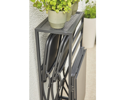 Siena Garden 2-zits balkonset bestaande uit: tafel, 2 stoelen, antraciet aluminium, opvouwbaar
