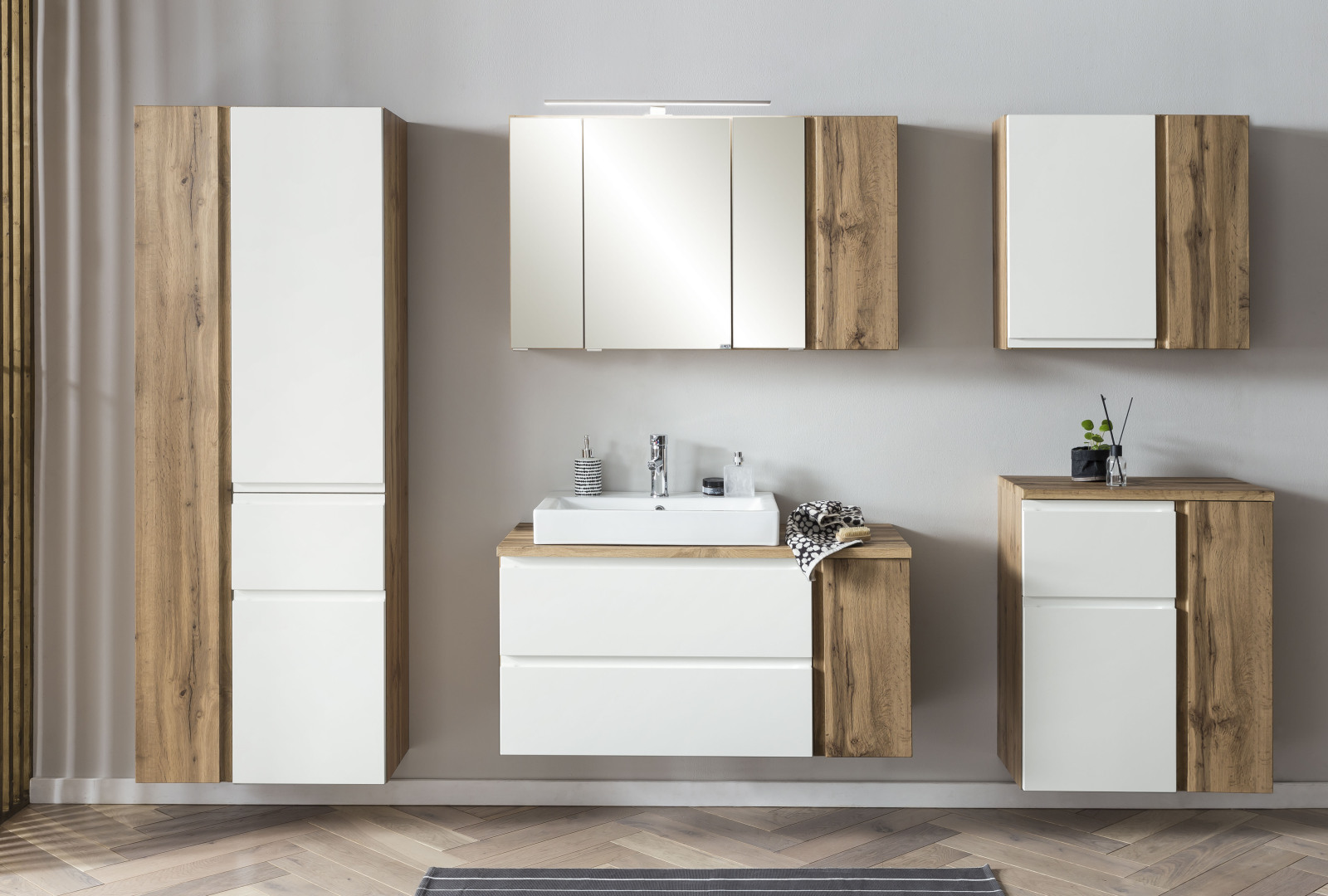Unterschrank - Wotaneiche - weiß matt - 65 cm