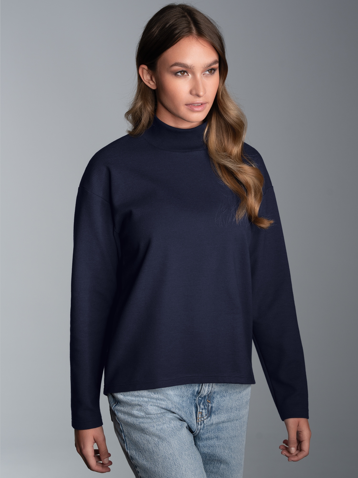 Sweatshirt mit Stehkragen Navy