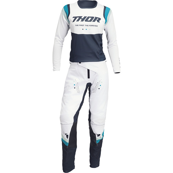 Thor Motocross - Pantalon femme Pulse Rev Blanc / Bleu foncé