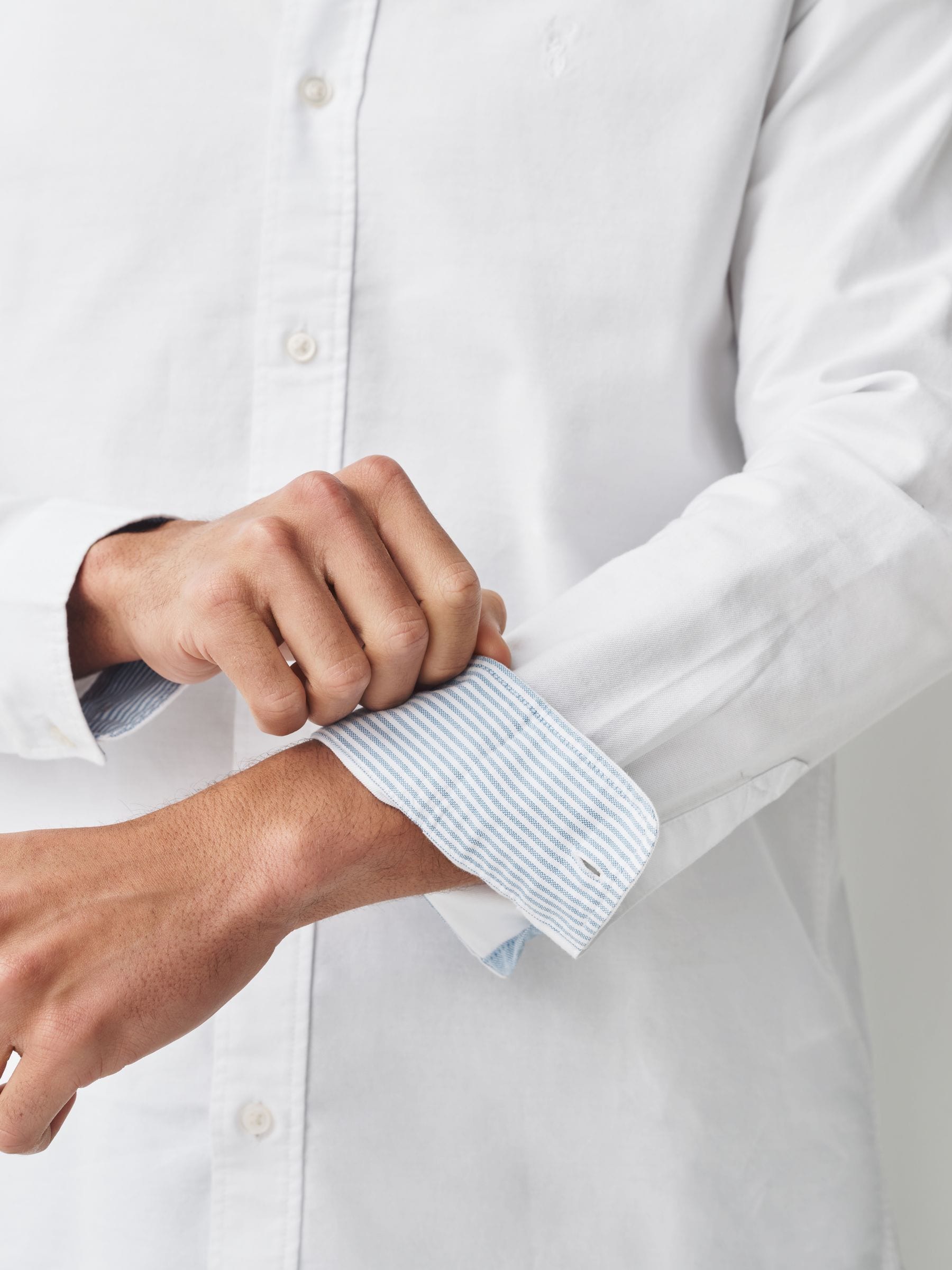 Wit - Slim Fit - Oxford-hemd met lange mouwen