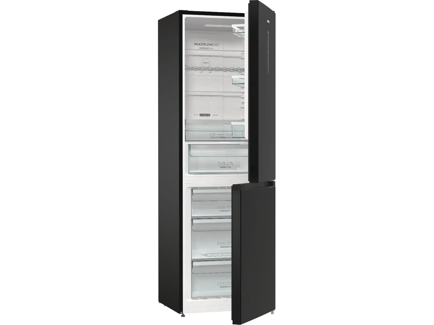 Gorenje NRK6192ABK4 - Køleskab/fryser - bund-fryser - bredde: 60 cm - dybde: 59.2 cm - højde: 185 cm - 300 liter - Klasse E - sort