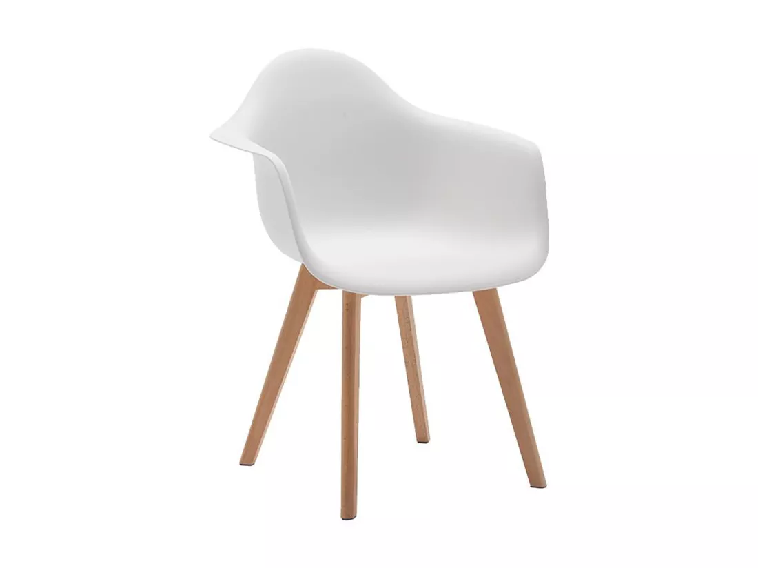 Lot de 2 chaises avec accoudoirs VIXI - Polypropylène et Hêtre - Blanc
