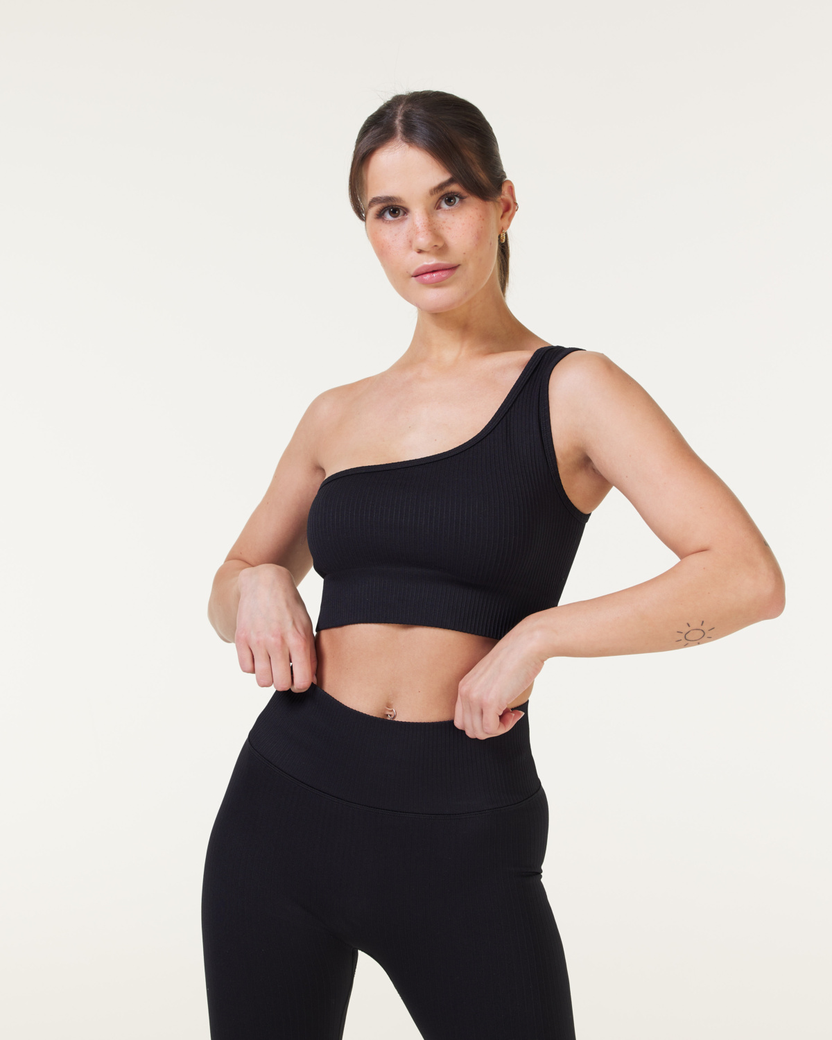 Bumpro Perfect Wide Rib Seamless One Shoulder Bra Black