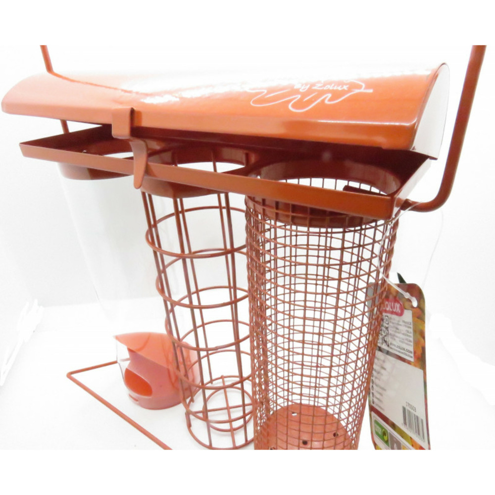 Mangeoire trio orange. 20 x 9 x hauteur 22.5 cm . Pour oiseaux