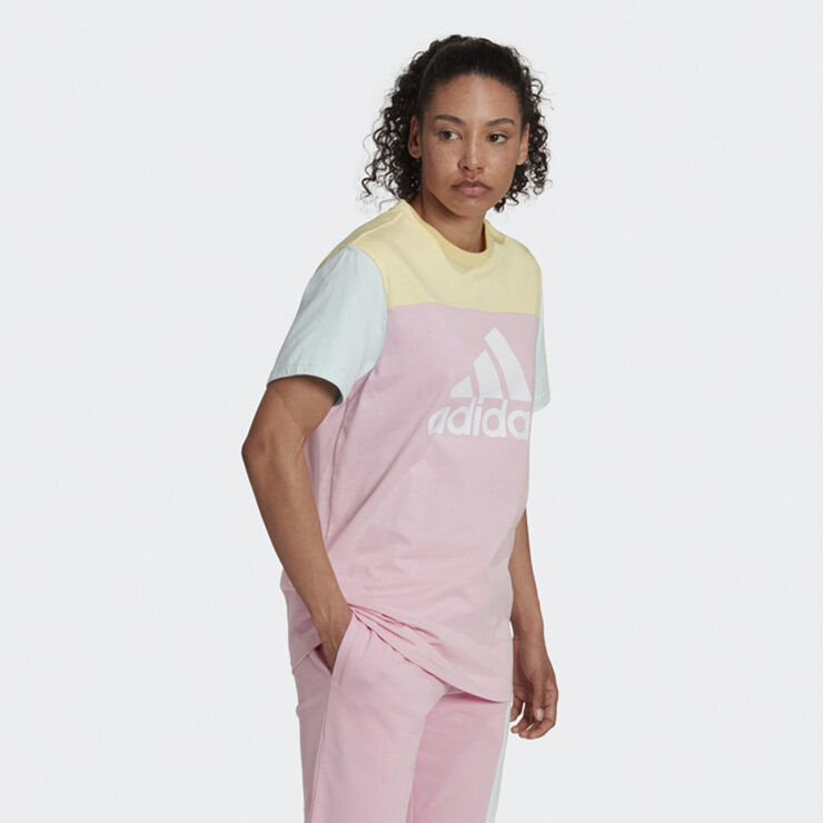 adidas Essentials Colorblock Logo T-Shirt Pink