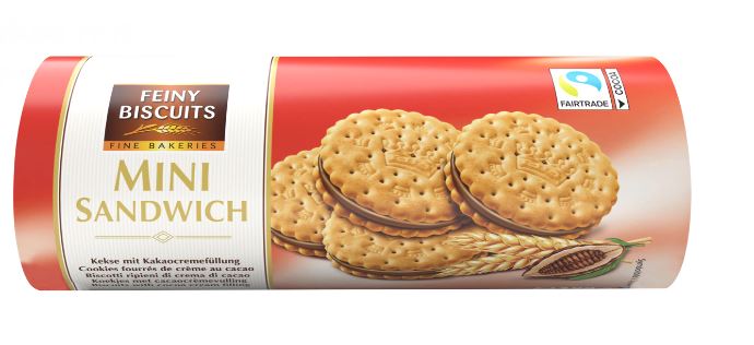 Feiny Biscuits Mini Sandwich Kekse mit Kakaocremefüllung 180g MHD:30.9.25