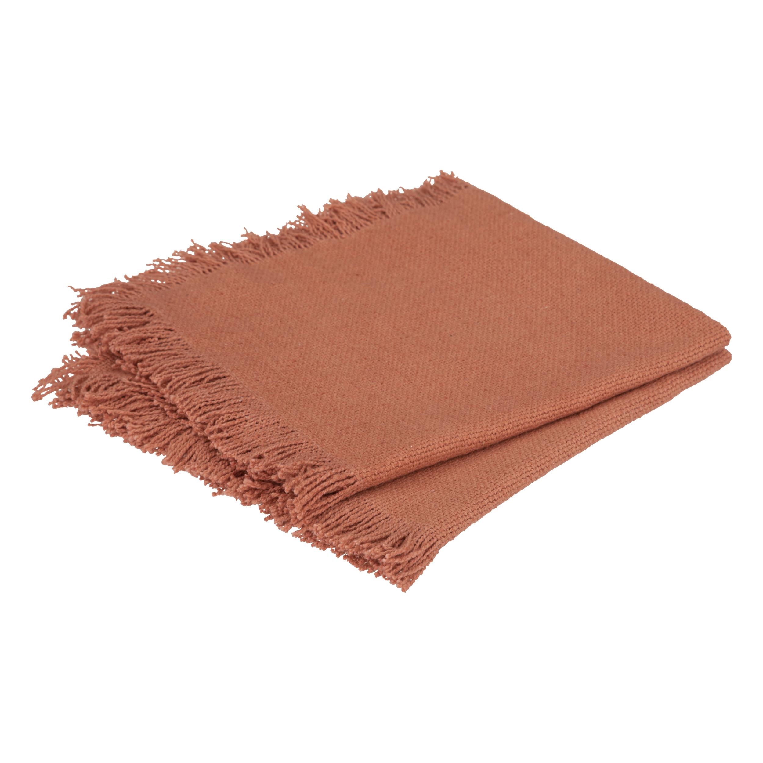 SERVIETTE COTON FRANGE MAHA TERRACOTTA 40X40CM X2 PIECES