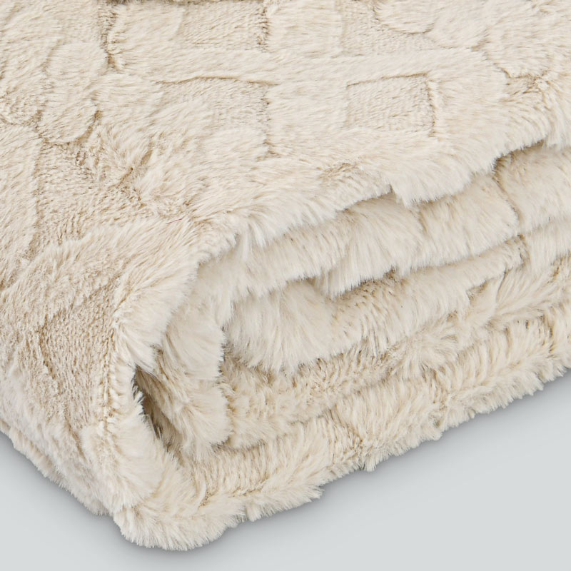 Plaid 'Spirale' imitation fourrure beige