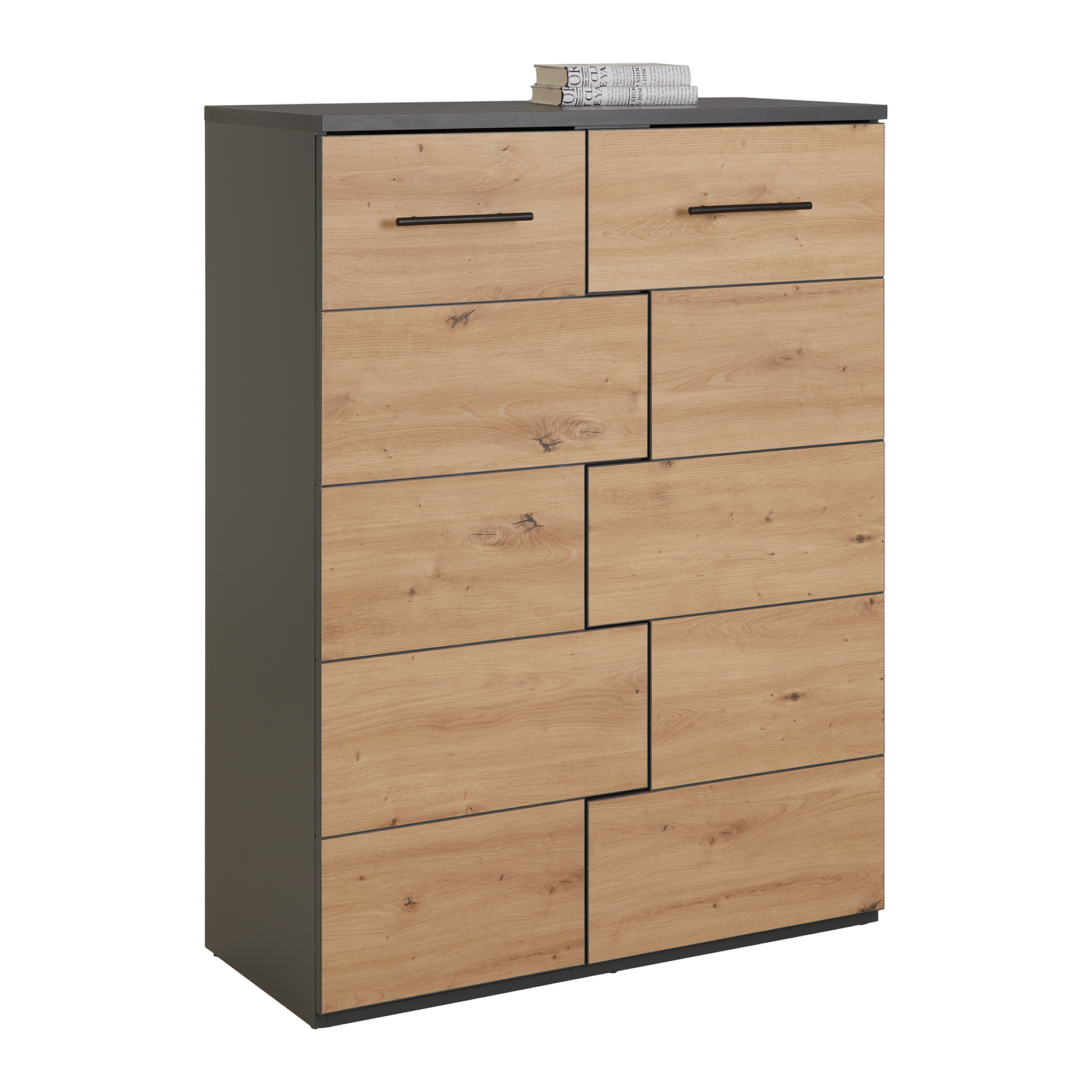 Schuhschrank - anthrazit-Artisan Eiche - 90 cm