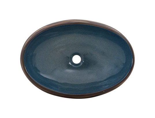 VIDAXL - Vasque à poser marron et bleu ovale 59x40x15 cm céramique