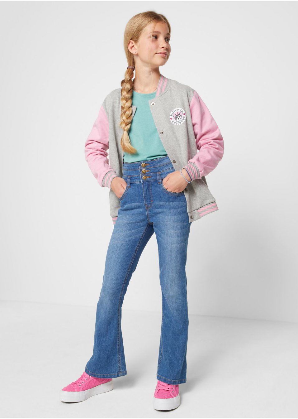 Jean taille haute fille, flared