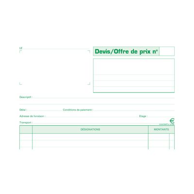 Exacompta - Manifold Carnet de devis/offre de prix - 50 tripli - A4
