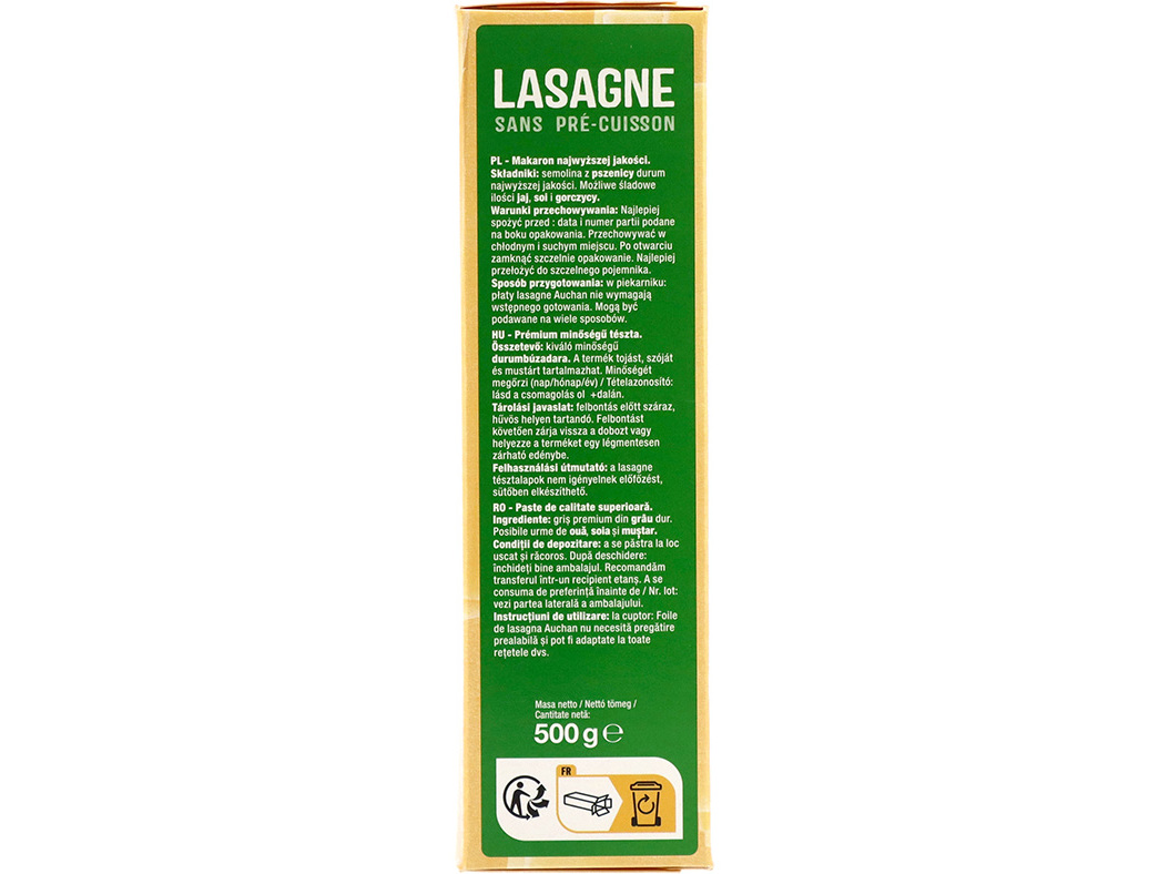 MASSA LASANHA AUCHAN 500G