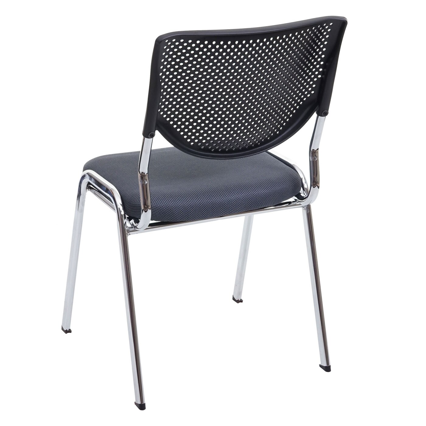 2er-Set Besucherstuhl H401, Konferenzstuhl stapelbar, Stoff/Textil ~ Sitz dunkelgrau, Füße chrom