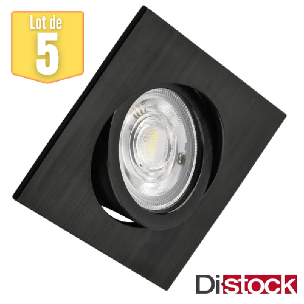 Braytron 5 Spots LED 3en1 7W - Carré Noir