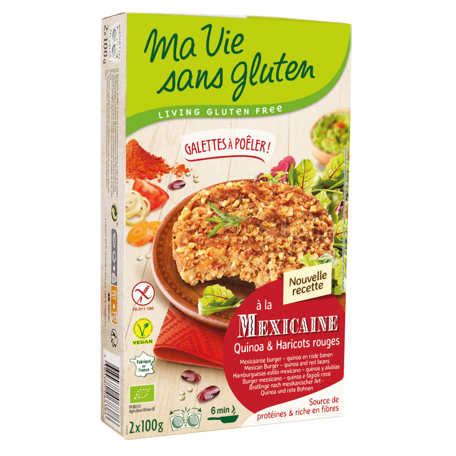 Galettes prêtes à poêler quinoa et haricot rouge bio sans gluten