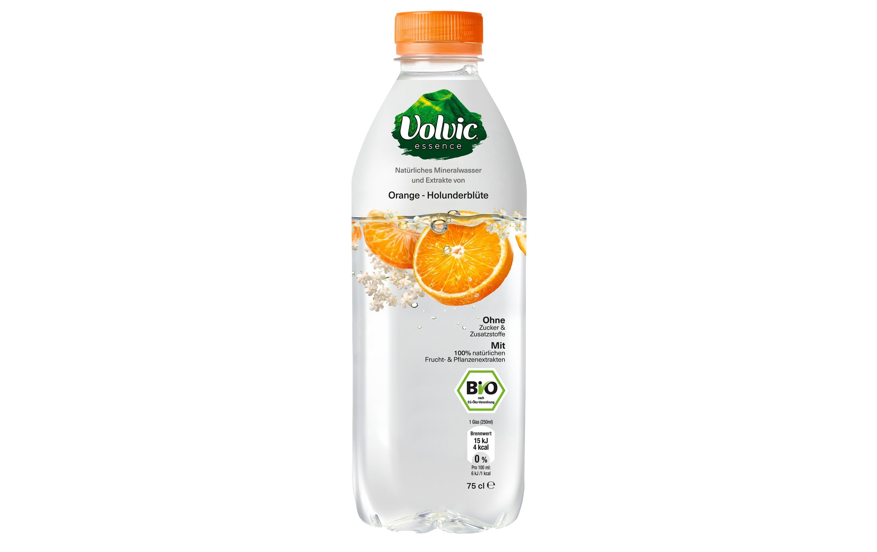Volvic Essence Orange Holunderbüte 6 x 0.75 lNatürliches Mineralwasser mit Orangen-Holunderblütenextrakt