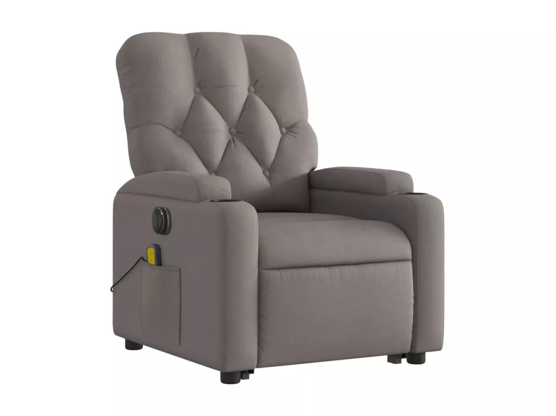 Fauteuil inclinable massant électrique Taupe Tissu
