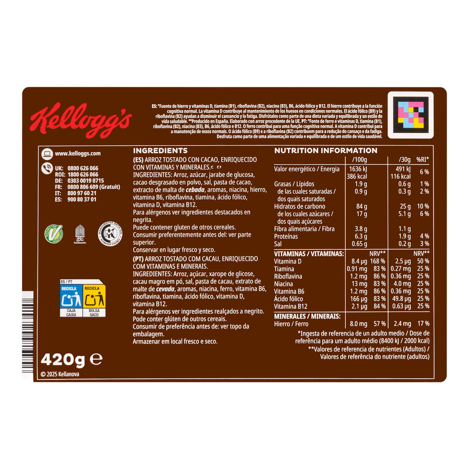 Céréales de riz soufflé au chocolat Choco Krispies de Kellogg's