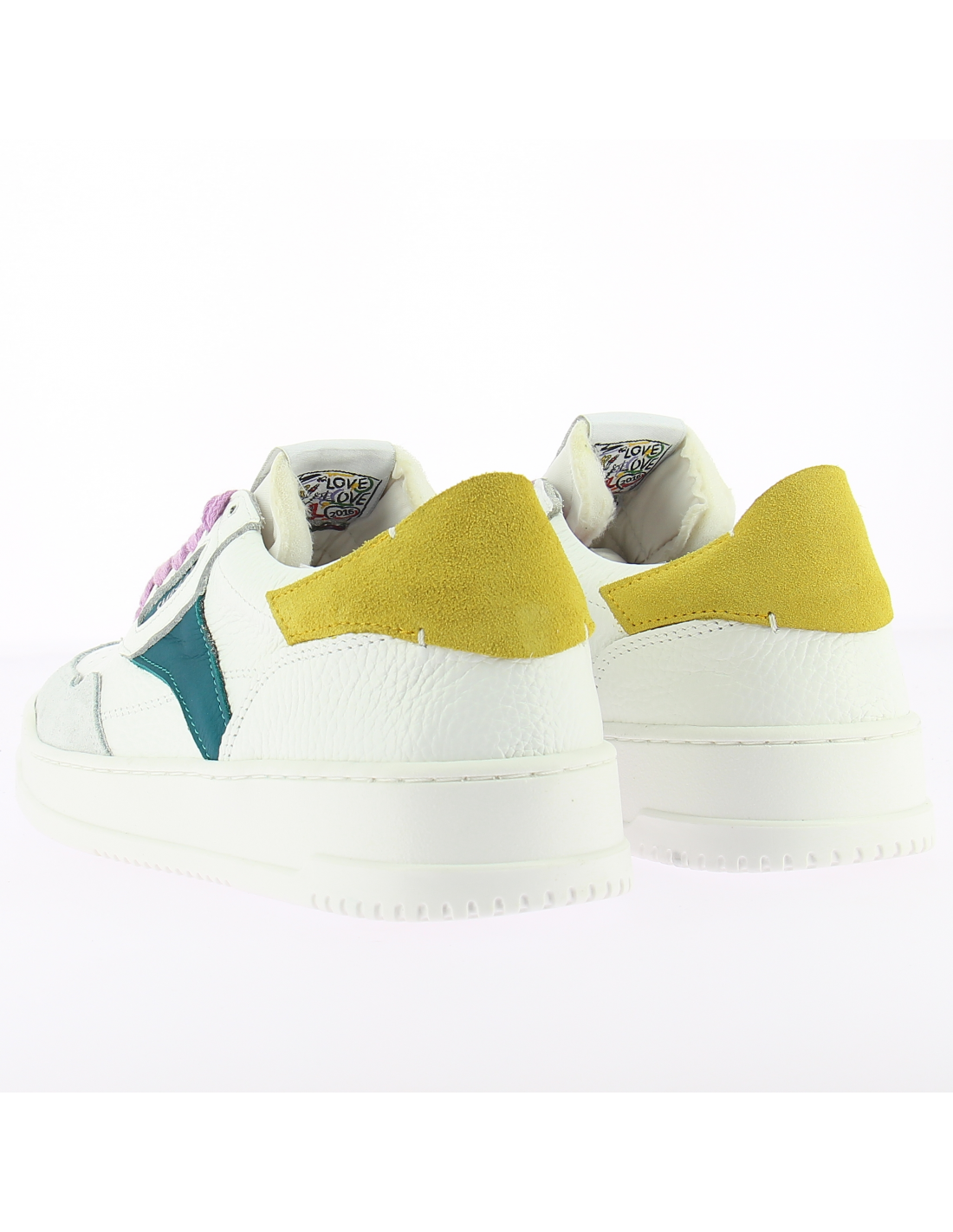 semerdjian baskets de ville femme rio 8387 cuir blanc/jaune/vert/rose