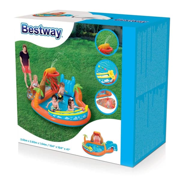 Lava Lagoon oppblåsbar lekeplass 265 x 265 x 104 cm Bestway 53069