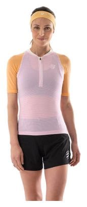 Maillot manches courtes Compressport Trail Racing Postural Rose/Orange Femme