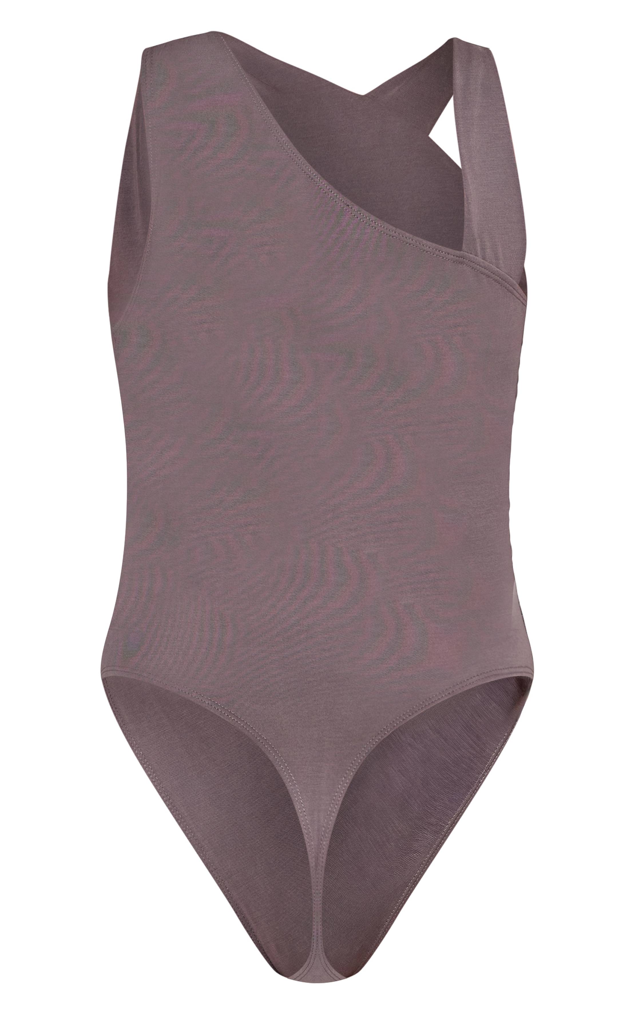 Charcoal Blue Body En Modal Chocolat À Bretelle Asymétrique Et Fronces