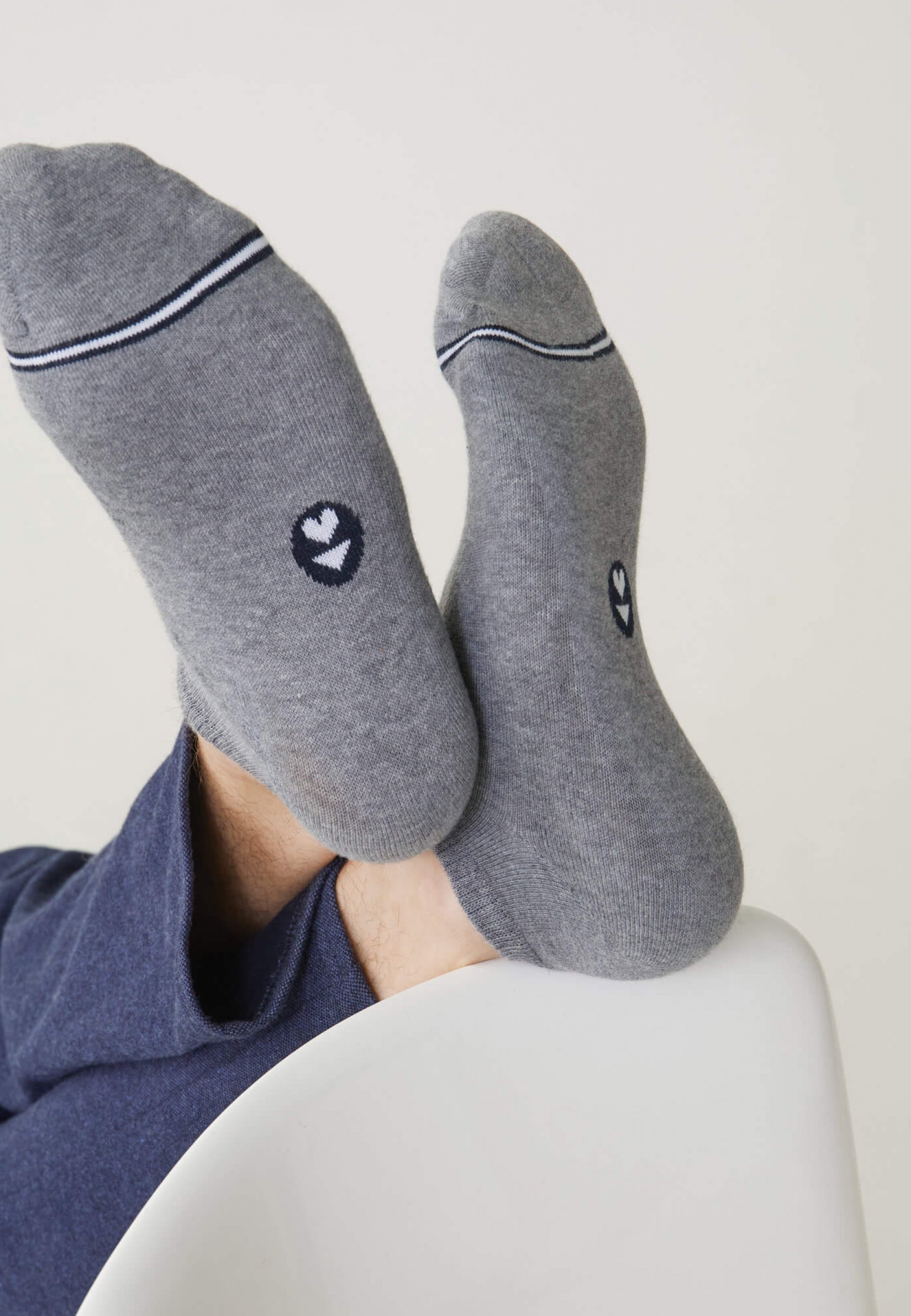 Duo de socquettes en coton-Pack Duo Socquettes Jo Noir Gris Chiné