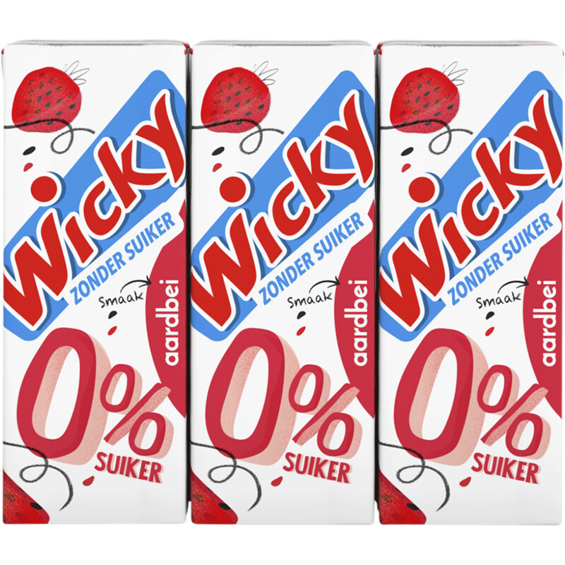 Wicky Aardbei 0% suiker 6-pack