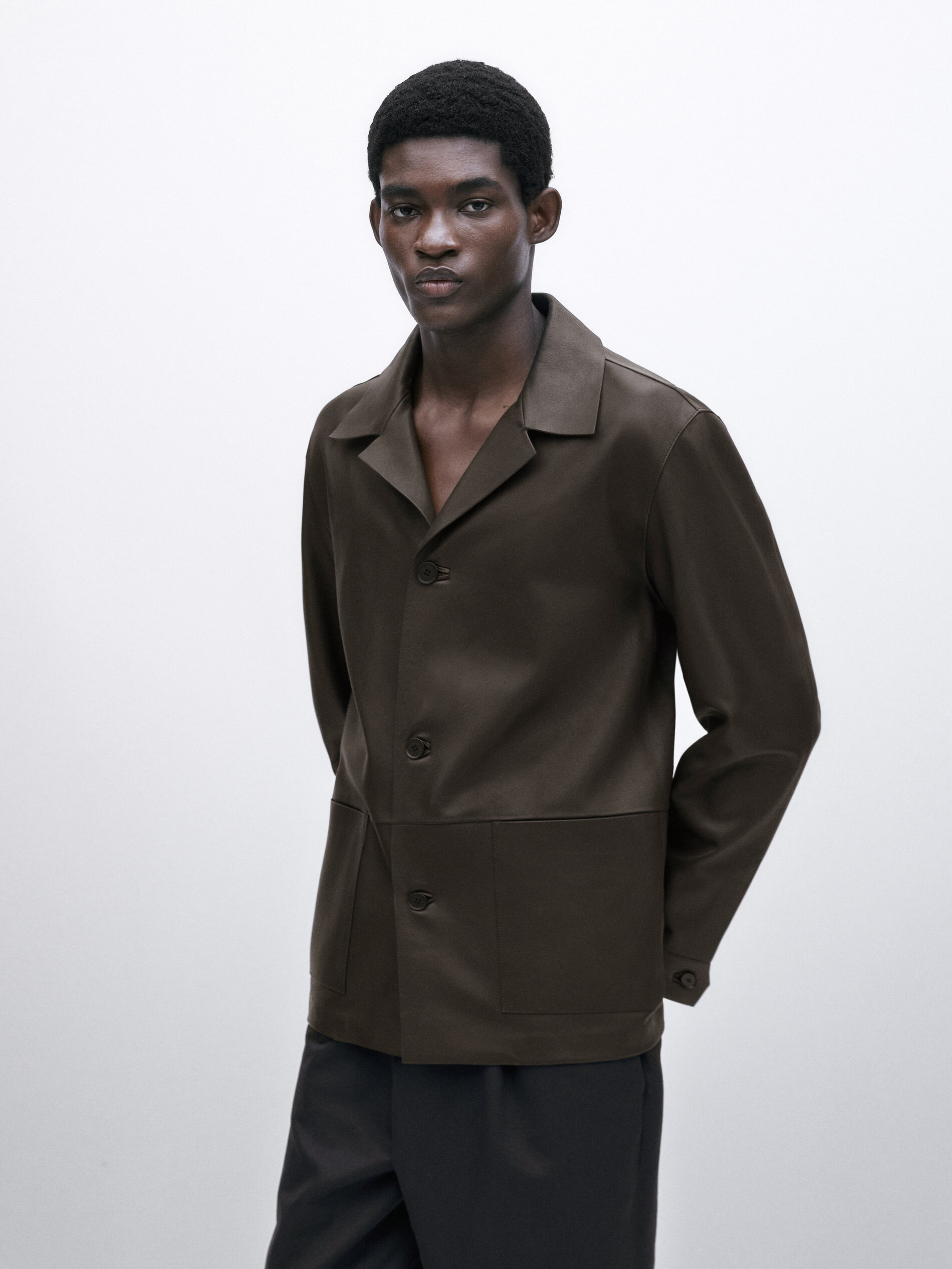 Sobrecamisa piel napa -Studio - DARK TOASTADO