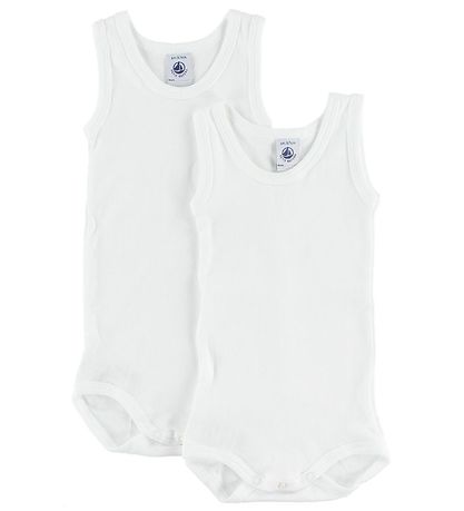 Petit Bateau Body - 2er-Pack - ohne Ärmel - Weiß