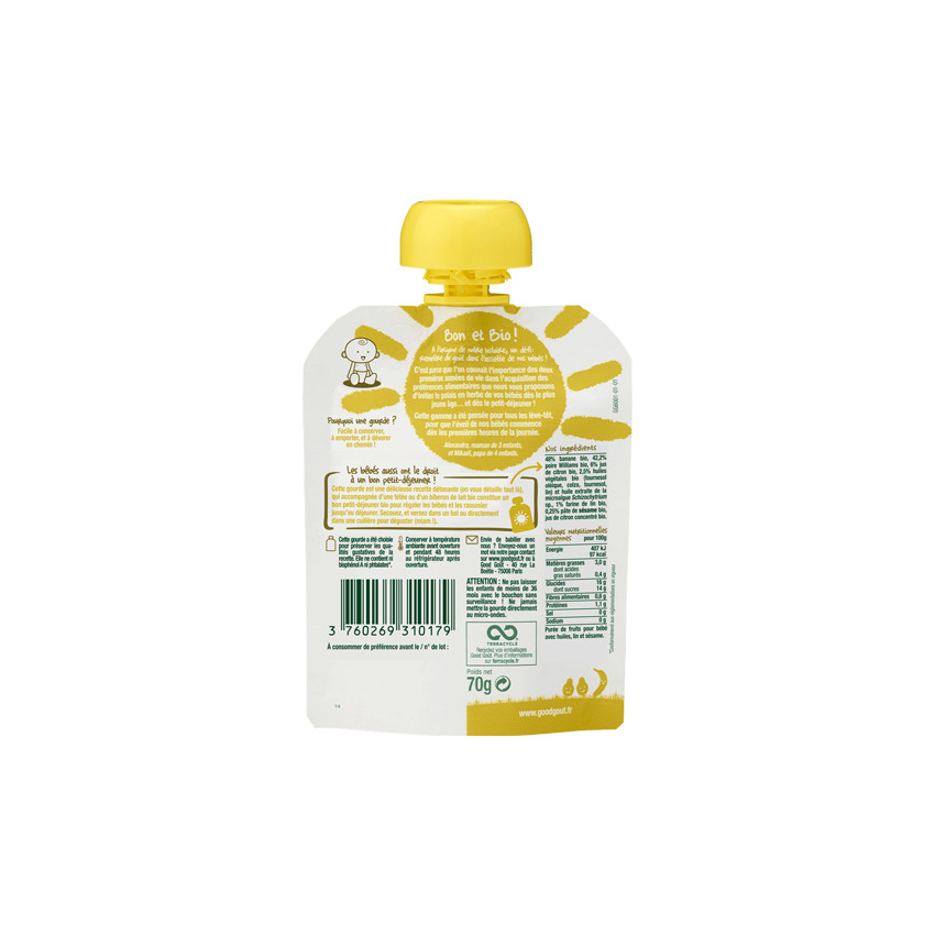 Gourde Le Petit Dej Poire - 70g