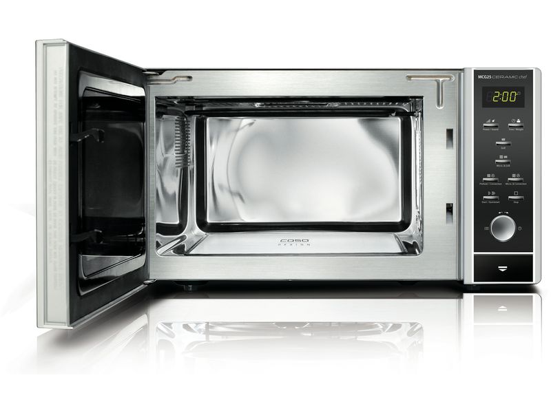 Caso Mikrowelle MCG 25 Ceramic Chef Schwarz Design-Mikrowelle mit Keramikboden und Grillfunktion