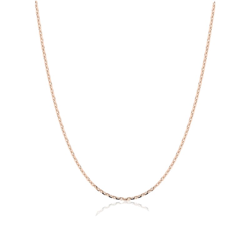 Chaîne femme 40 cm - Maille Forçat diamanté - Or rose 18 Carats - Largeur 1.15 mm