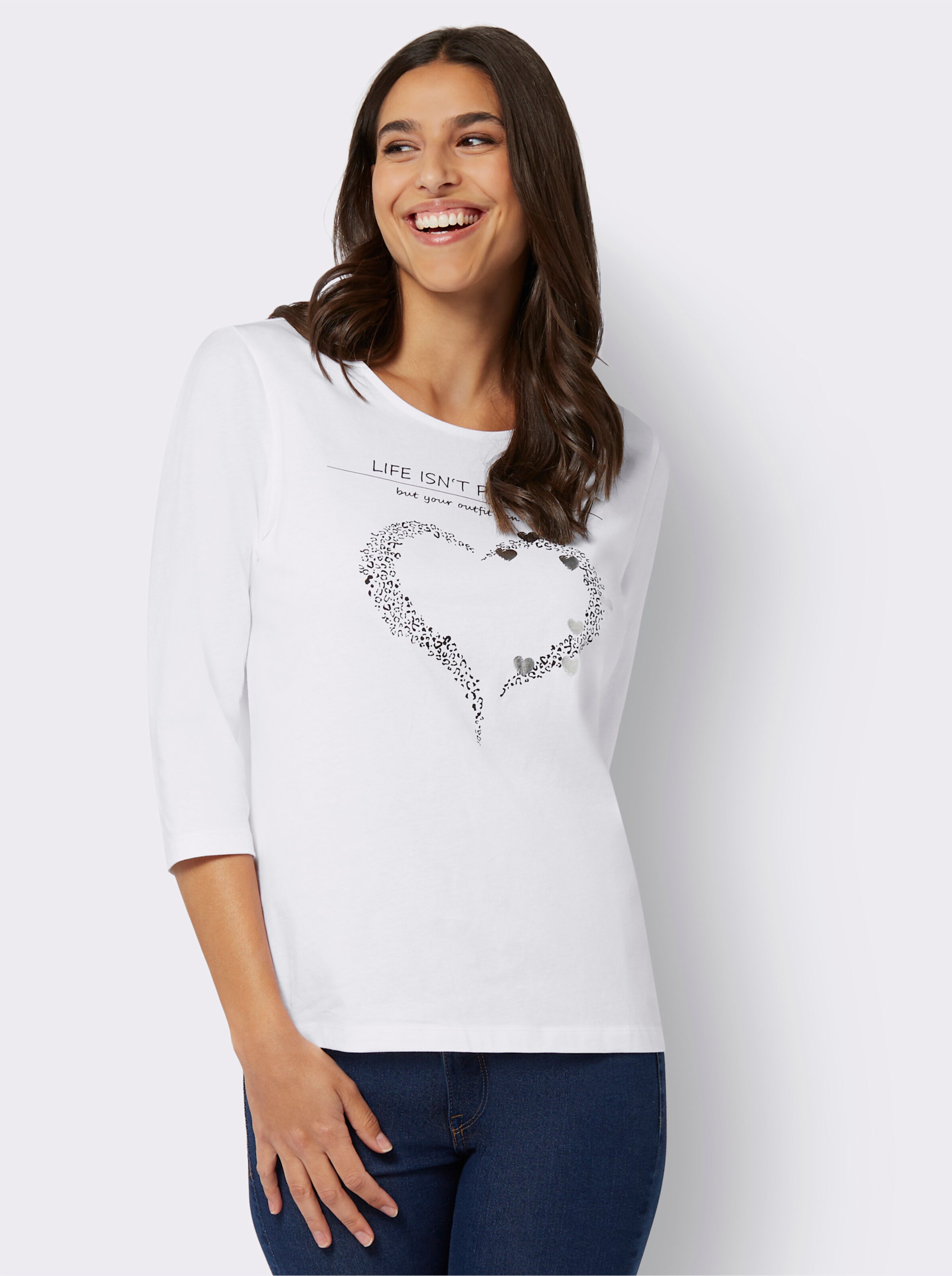 34-Arm-Shirt mit Herz-Motiv