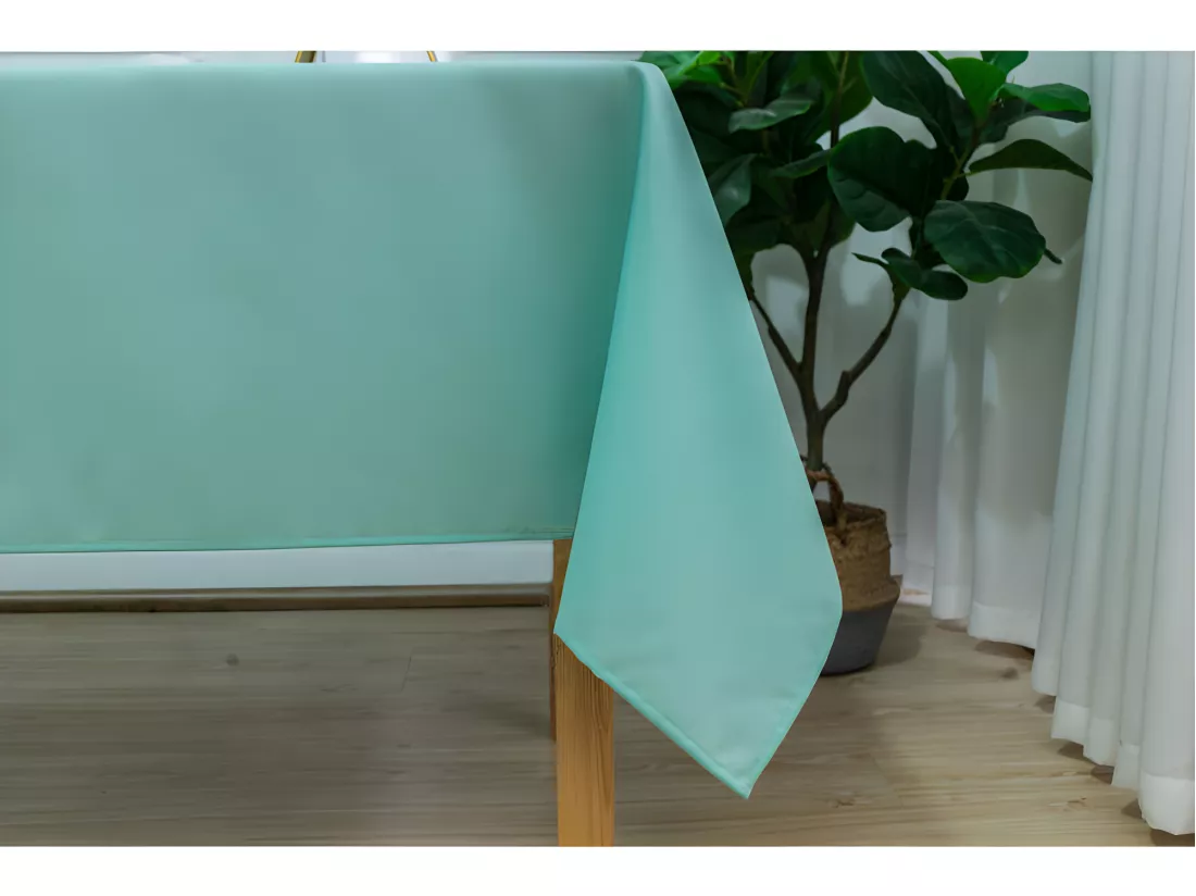Nappe enduite avec traitement antitache Menthe rectangulaire 145 x 240 cm